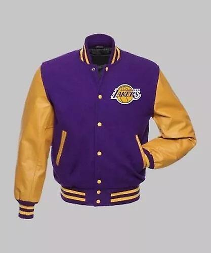 Classic Varsity Jacket with purple and yellow Letterman Style