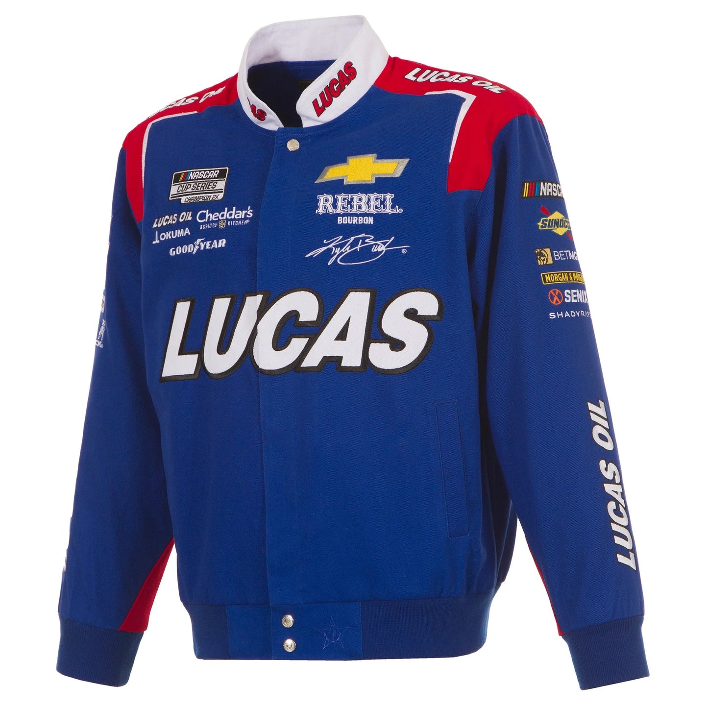2025 Kyle Busch Lucas Oil Full-Snap Racing Jacket – Royal Blue NASCAR Fanwear