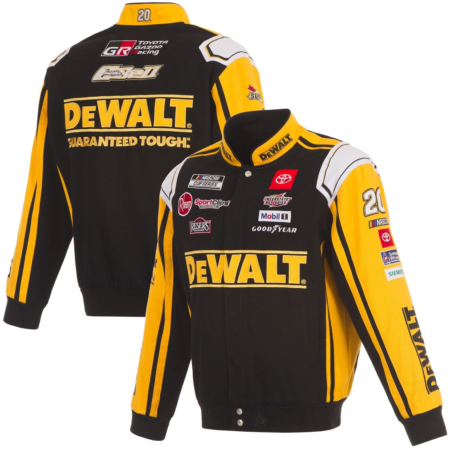 2025 Christopher Bell DeWalt Full-Snap Racing Jacket – Black/Yellow NASCAR Fanwear