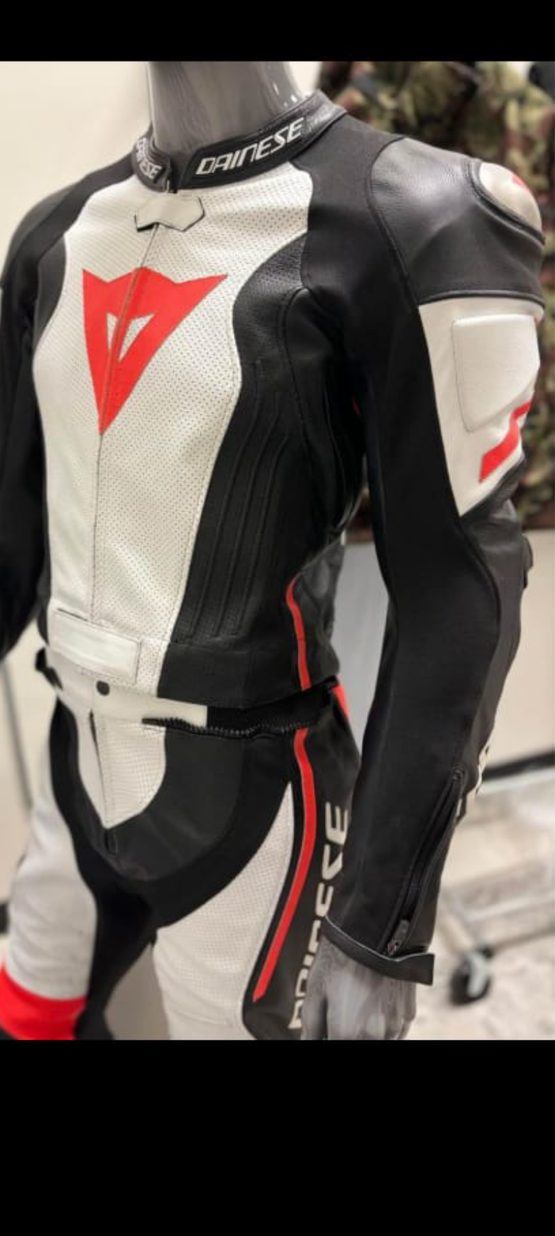 Motorcycle Leather Racing Suit white and black