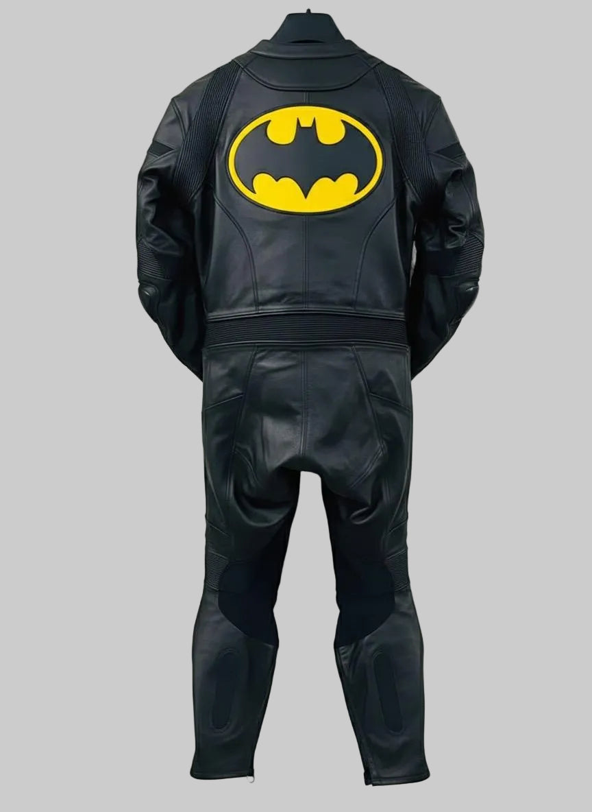 Batman motorcycle leather riding suit - back view
