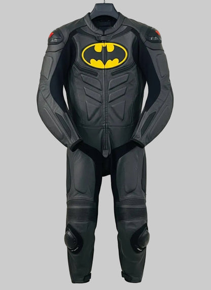 Batman motorcycle leather riding suit front view