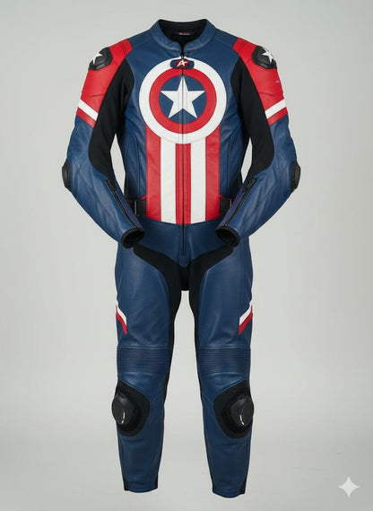 Captain America Motorcycle Leather Suit – GRwears