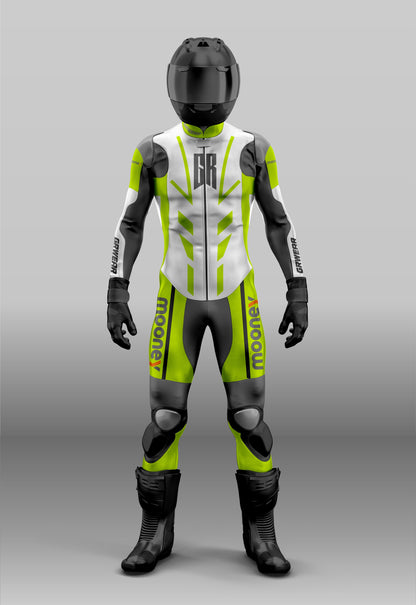 Custom grwear Motorcycle riding suit white black yellow green