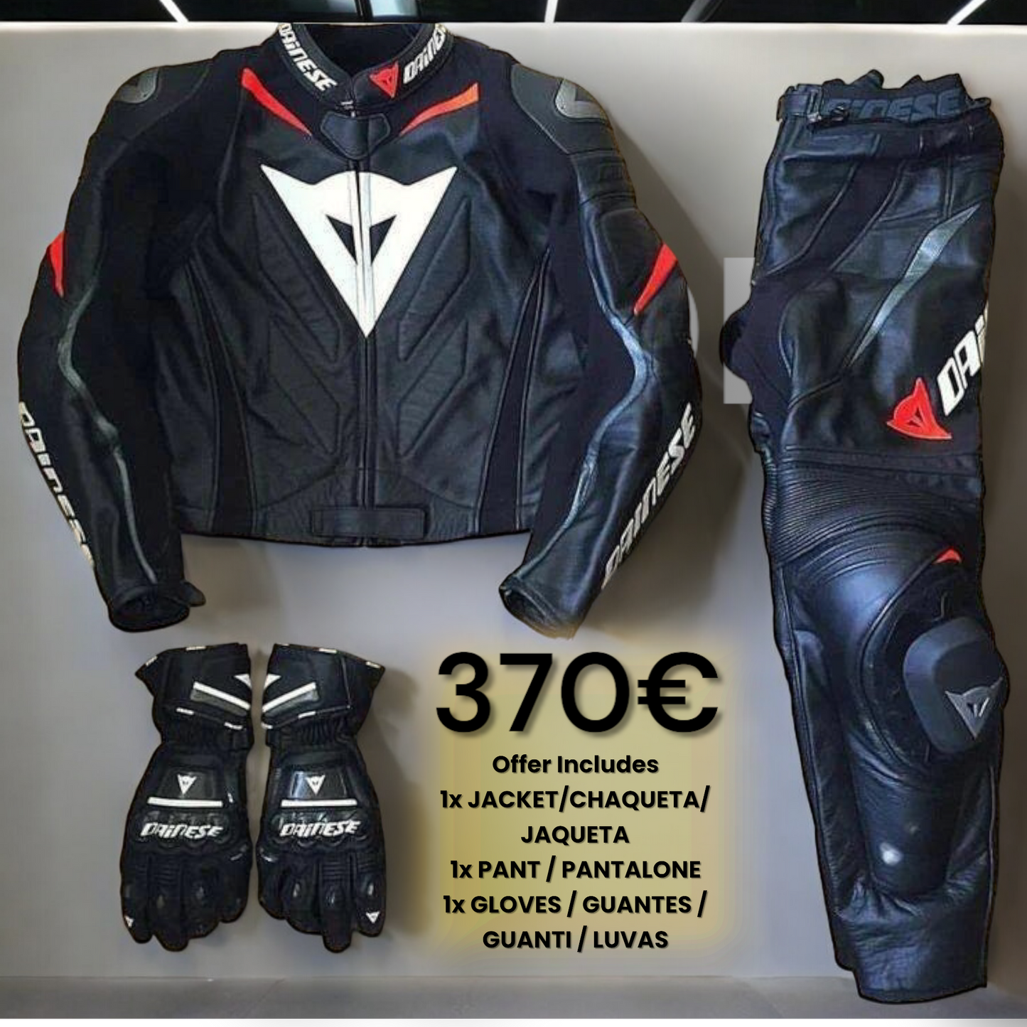 Begrenztes Angebot Super Speed ​​D1 Motorrad Lederkombi Zweiteiler / Metall D1 Handschuhe
