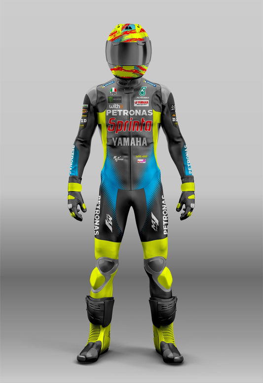 Yamaha Custom Design Petronos VR-46 MotoGP Custom Made Leather Protective Racing Suit - Motorcycle Suit - Unisex