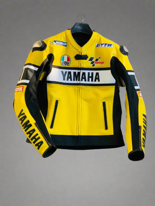 Yamaha r1 yellow motorbike leather racing jacket