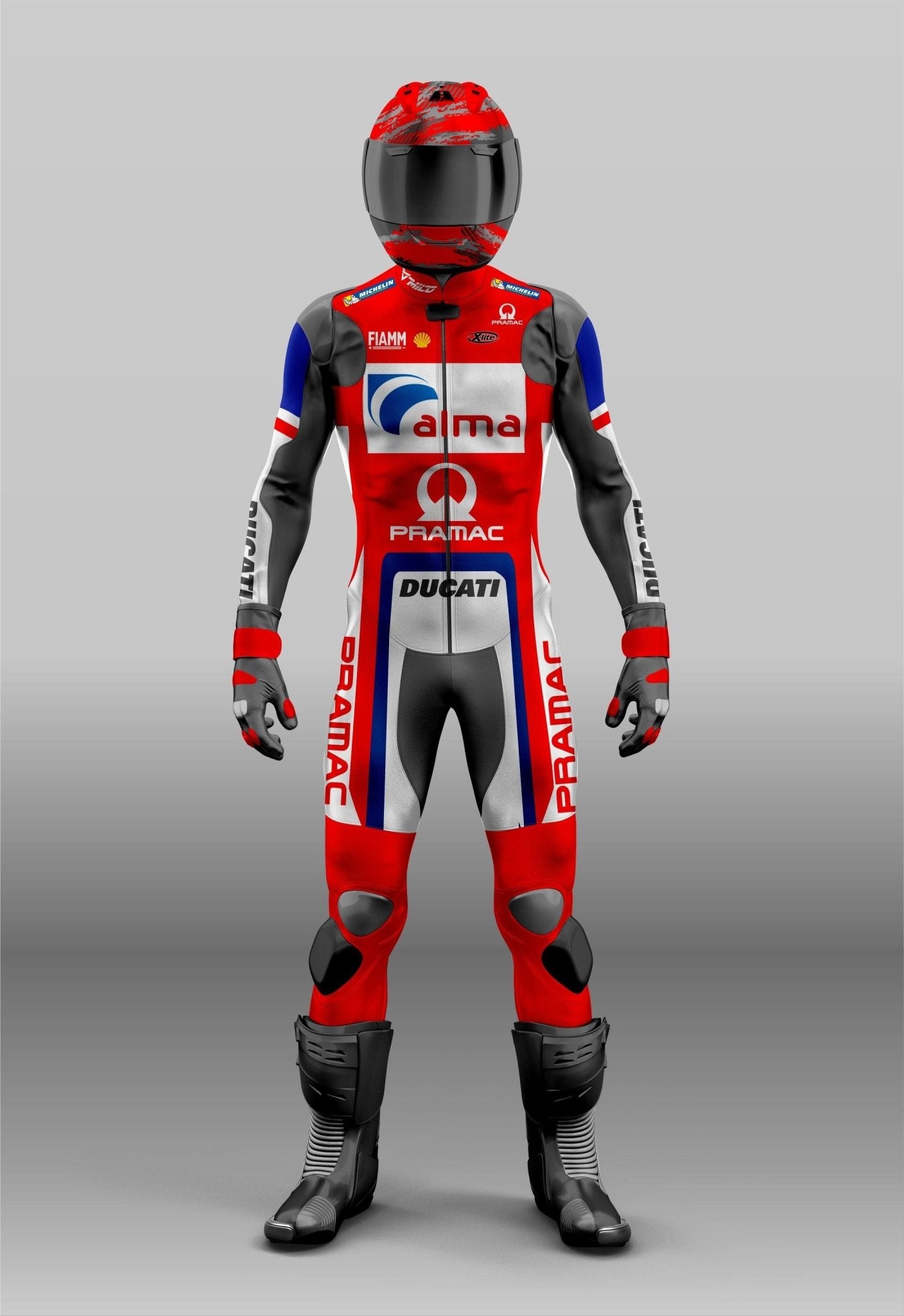 Tuta da corsa personalizzata Ducati MotoGP - Realizzata per grandi prestazioni e sicurezza - Abbigliamento da motociclista in pelle Racing - Disponibile in tutte le taglie - Unisex 