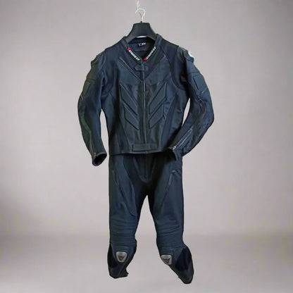 Full Black Super Speed Leather Motorcycle Motorbike Suit