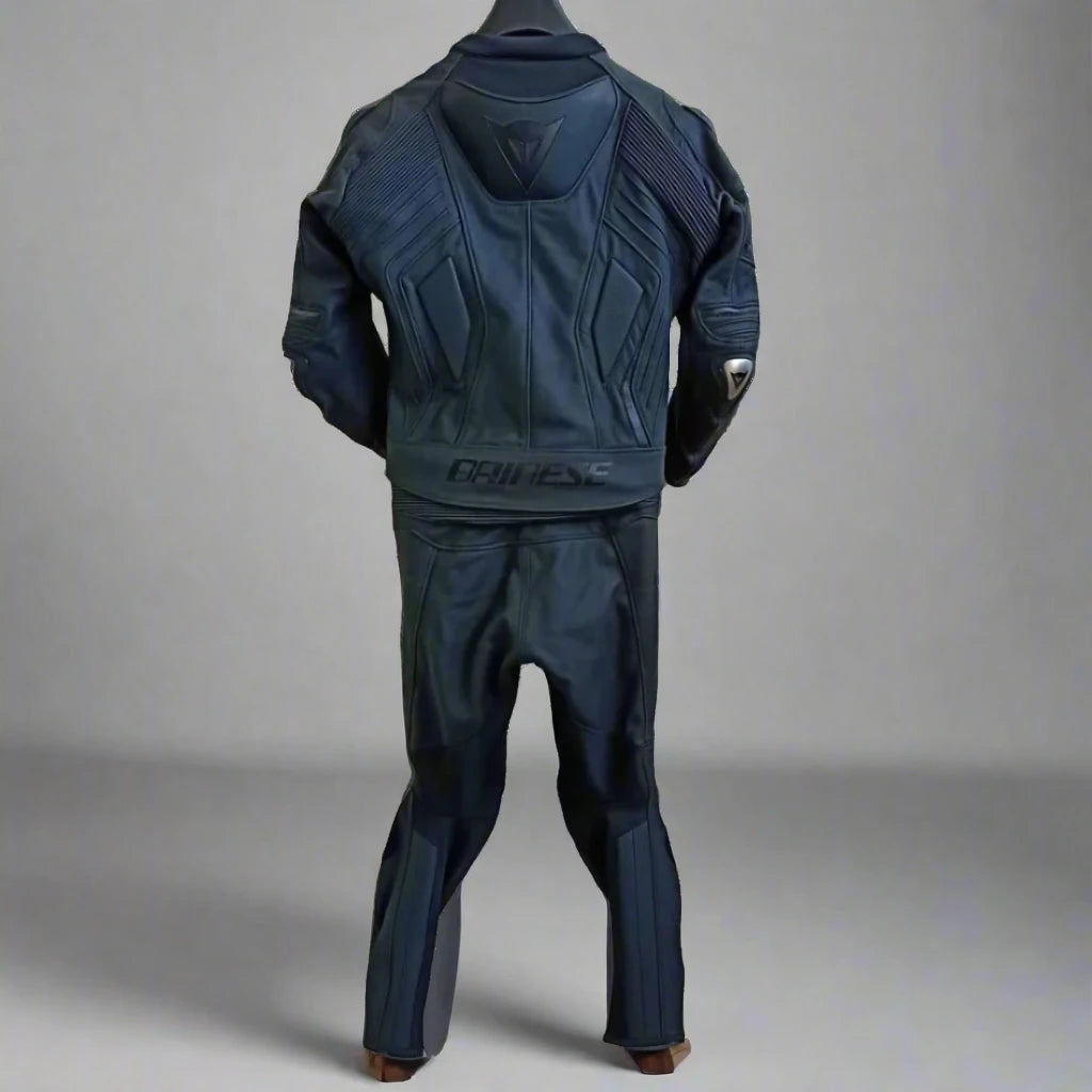 Full Black Super Speed Leather Motorcycle Motorbike Suit