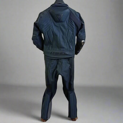 Full Black Super Speed Leather Motorcycle Motorbike Suit