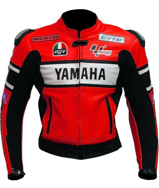 GRJ 0236 yamaha r1 red motorcycle leather racing jacket