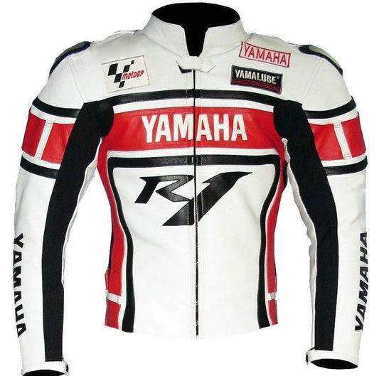 grw yamaha r1 white motorcycle leather racing jacket