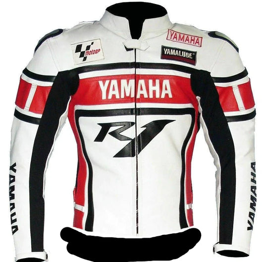 grw yamaha r1 white motorcycle leather racing jacket