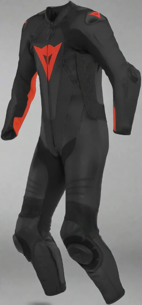 Laguna Seca 5 One Piece Perforated Motorcycle Leather Suit Black / Red