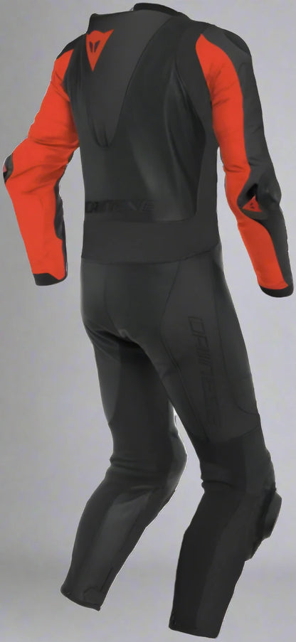 Laguna Seca 5 One Piece Perforated Motorcycle Leather Suit Black / Red