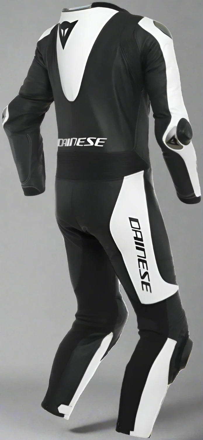 Laguna Seca 5 One Piece Perforated Motorcycle Leather Suit Black / White