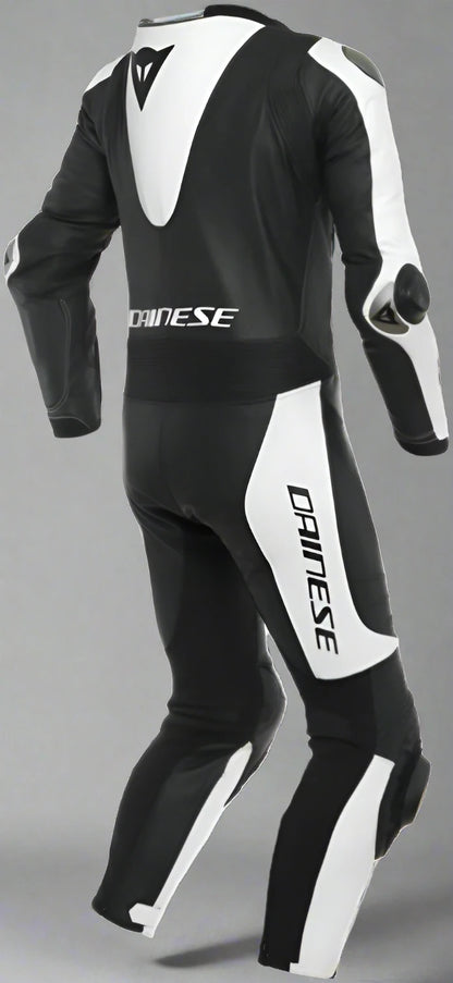 Laguna Seca 5 One Piece Perforated Motorcycle Leather Suit Black / White