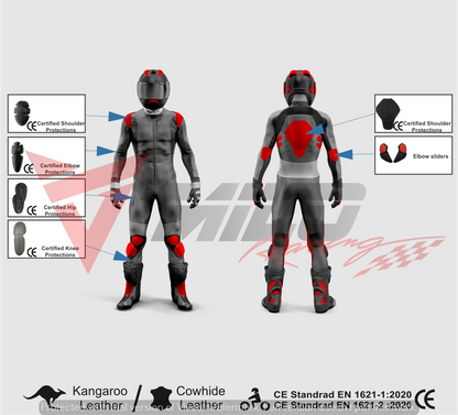 VR 46 Custom Design MotoGP Leather Motorcycle Racing Suit - Protective Motorbike CE Certified Suit