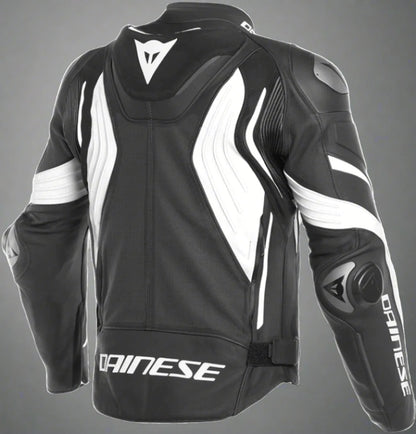 Super Speed 3 Perforated Motorcycle Leather Jacket Black / White